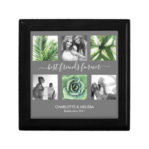 Modern best friends forever gray photo collage  gift box