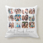 Modern Best Friends Forever Handwritten 12 Photo Throw Pillow<br><div class="desc">Easily create a modern, unique, photo keepsake pillow for your best friend with 12 square photos with rounded corners and titled BEST FRIENDS FOREVER in a handwritten script and personalized with names or other custom text against an editable white background. PHOTO TIP: This easy-to-upload photo collage template works seamlessly if...</div>