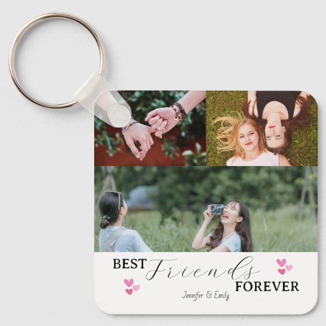 Modern Best Friends Forever Keychain – 6 Photo  (Front)