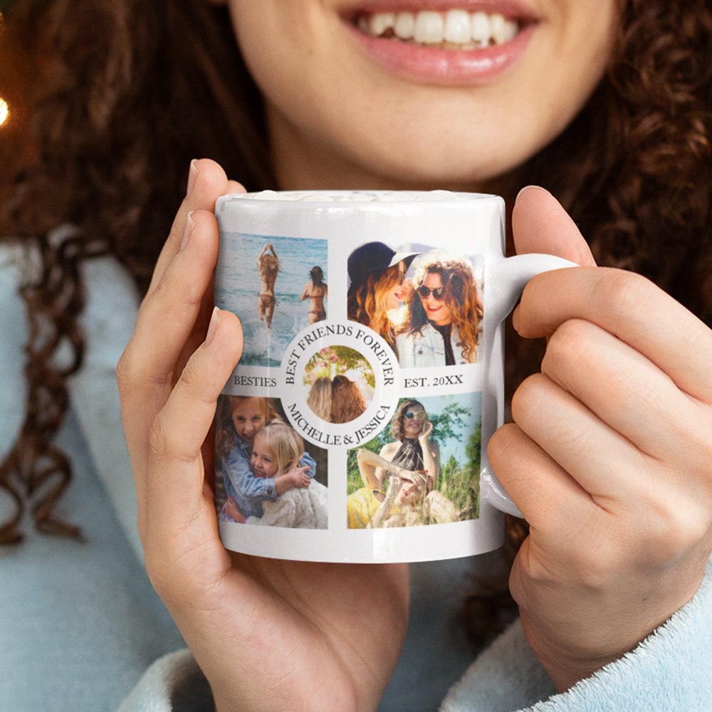 Discover Modern Best Friends Forever Photo Collage Bestie Coffee Mug