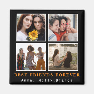 Modern Best Friends Forever Photo Collage   Bestie Magnet