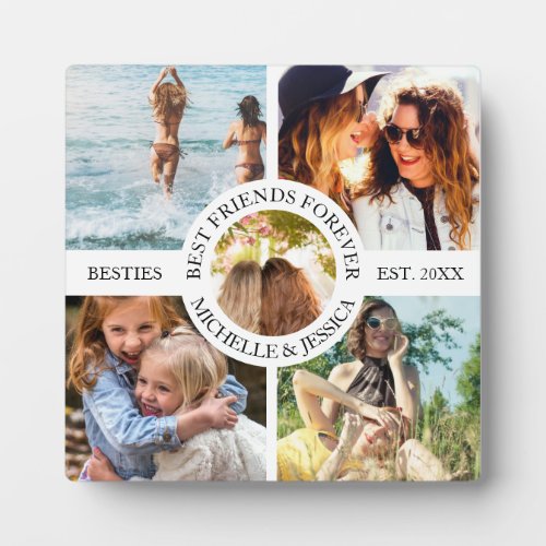 Modern Best Friends Forever Photo Collage Besties Plaque