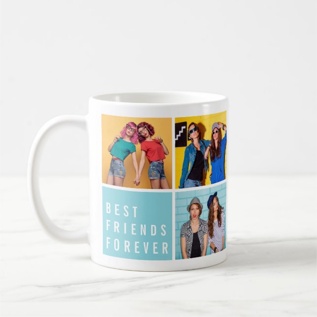 Modern Best Friends Forever Photo Collage Coffee Mug (Left)