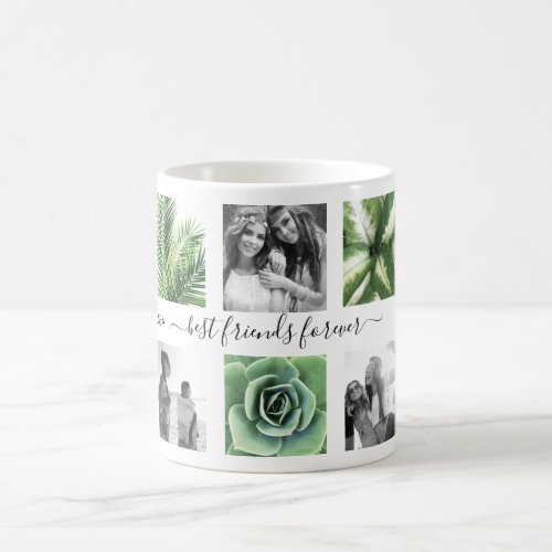 Modern best friends forever photo collage coffee mug