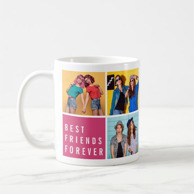 Modern Best Friends Forever Photo Collage Coffee Mug (Left)