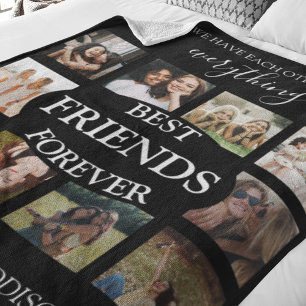 Modern Best Friends Forever Photo Collage Fleece Blanket