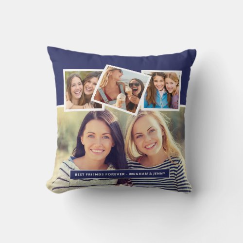 Modern Best Friends Forever Photo Collage Throw Pillow