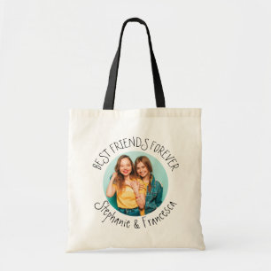 Modern Best Friends Forever Photo Names Tote Bag