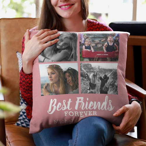 Modern Best Friends Forever Photo Throw Pillow