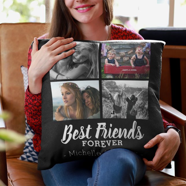 Modern Best Friends Forever Photo Throw Pillow (Creator Uploaded)