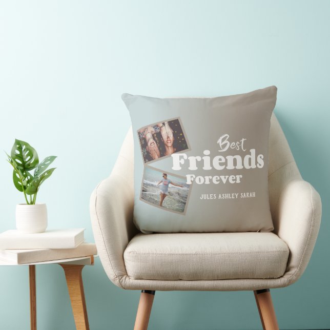 Modern Best Friends Forever Photo Throw Pillow (Chair)
