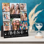 Modern BEST FRIENDS FOREVER Saying 8 Photo Plaque<br><div class="desc">Create a photo memory keepsake display for your bestie or BFF utilizing this easy-to-upload photo collage template featuring 8 pictures and the title BEST FRIENDS FOREVER in a modern handwritten script typography design accented with hearts in white and personalized with your names and custom message or saying against an editable...</div>