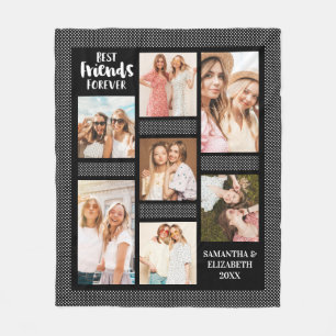 Modern Best Friends Forever Stylish Photo Collage Fleece Blanket