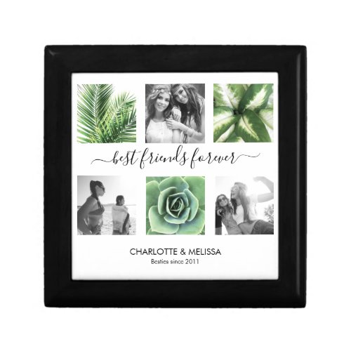 Modern best friends forever white photo collage  gift box