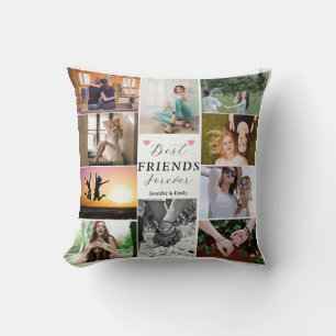 Modern Best Friends Forver 10 Photo Collage  Throw Pillow