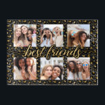 Modern Best Friends Glam Chic Leopard Photo Gift Acrylic Print<br><div class="desc">Cute modern chic best friends photo collage with black and gold leopard glitter background features 6 photos. Perfect birthday or Christmas gift for your bestie!</div>