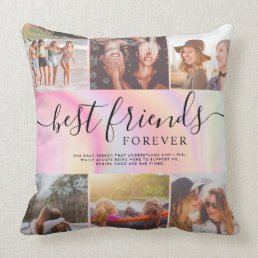 Modern best friends marble photo collage grid throw pillow