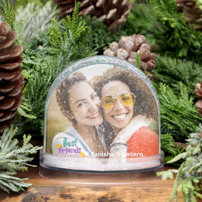 Modern Best Friends Photo and Name  Snow Globe (Winter)