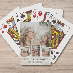 Modern Best Friends Photo Collage Getaway Vacation Poker Cards
