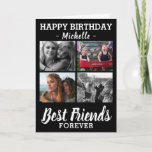 Modern Best Friends Photo Collage Happy Birthday Card<br><div class="desc">Customize a birthday card for your bestie by simply uploading 4 of your favorite photos. Featuring the text 'Happy Birthday',  their name and the sweet quote Best Friends Forever.</div>