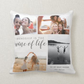 Modern Best Friends Photo Collage Quote Bff Bestie Throw Pillow by red_dress at Zazzle