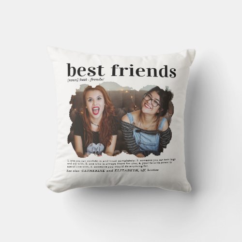 Modern Best Friends Photo Dictionary Definition Throw Pillow
