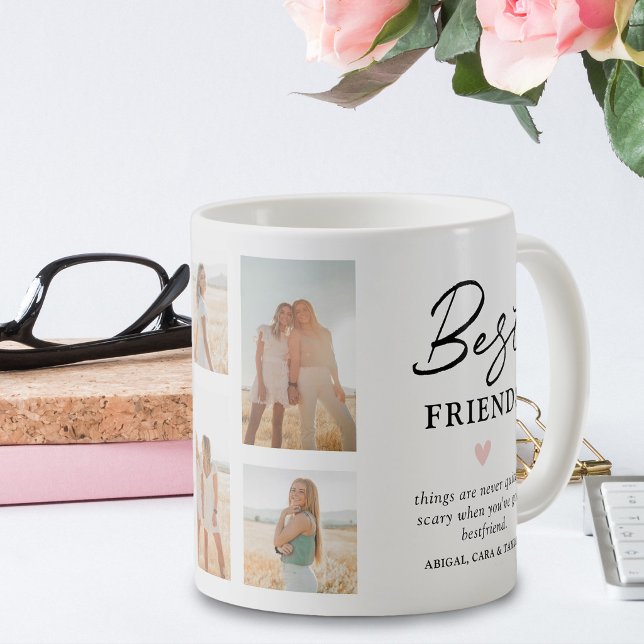 Modern Best Friends Photo Grid Keepsake Gift Coffee Mug (Creator Uploaded)