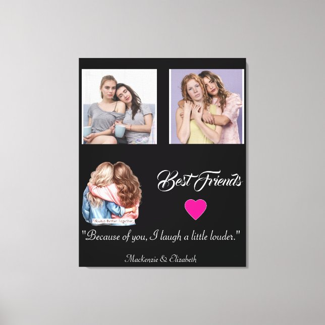 Modern Best Friends Photo Grid Keepsake Gift Plaqu Canvas Print (Front)