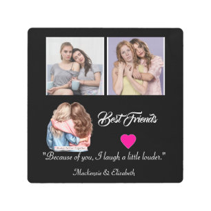 Modern Best Friends Photo Grid Keepsake Gift Plaqu Metal Print