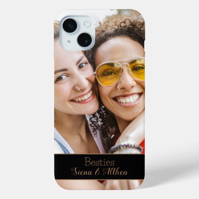 Modern Best Friends Photo Name Case-Mate iPhone Case (Back)