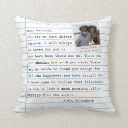 Modern Best Friends Photo Notebook Letter Message Throw Pillow
