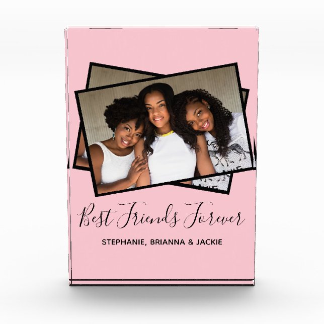Modern Best Friends Photo Personalized Pink Photo  (Front)