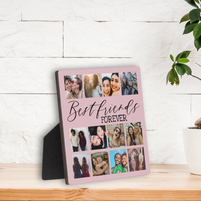Modern Best Friends Pink Photo Collage  Plaque (Creator Uploaded)