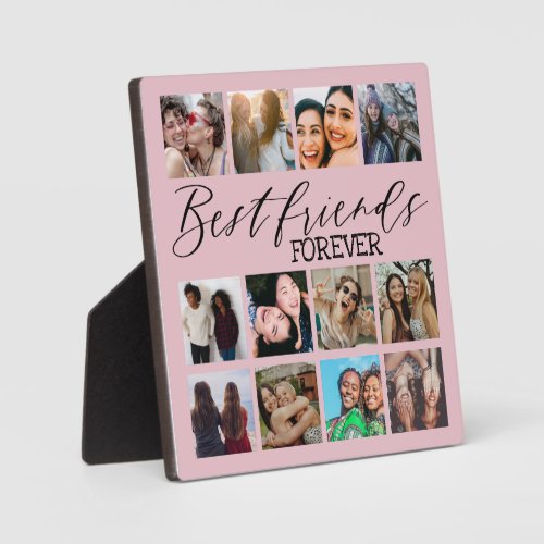 Modern Best Friends Pink Photo Collage  Plaque