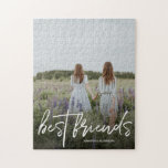Modern Best Friends Script and Photo Jigsaw Puzzle<br><div class="desc">Modern Best Friends Script and Photo Jigsaw puzzle. This is a wonderful way to celebrate your friendship with your friends. Add your own photo of your friends and change your names.</div>
