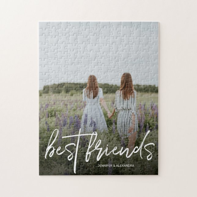 Modern Best Friends Script and Photo Jigsaw Puzzle (Vertical)