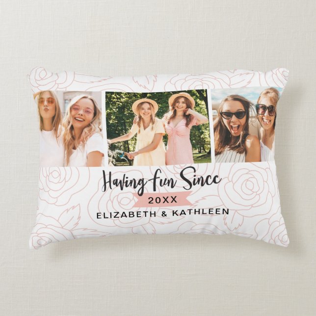 Modern Best Friends Script Photo Accent Pillow (Front)