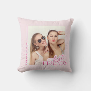 Modern Best Friends Typography Photo Throw Pillow