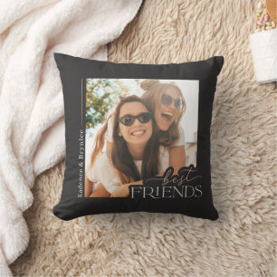 Modern Best Friends Typography Photo Throw Pillow
