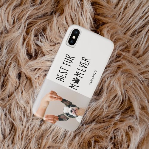 Modern Best Fur Mom Ever  Dog Photo iPhone XS Case