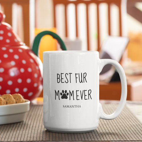 Modern Best Fur Mom Ever  Dog Photo Coffee Mug