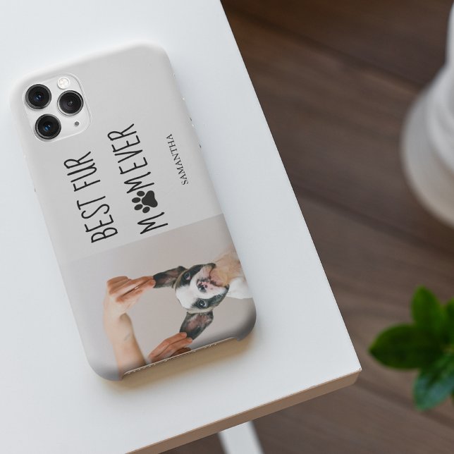 Modern Best Fur Mom Ever | Dog Photo iPhone Case (Creator Uploaded)