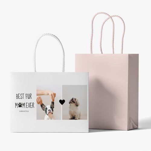 Modern Best Fur Mom Ever  Dog Photo Large Gift Bag