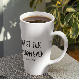 Modern Best Fur Mom Ever Dog Photo Latte Mug