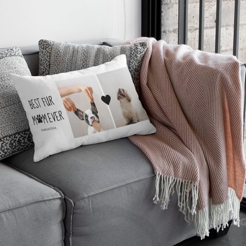 Modern Best Fur Mom Ever  Dog Photo Lumbar Pillow