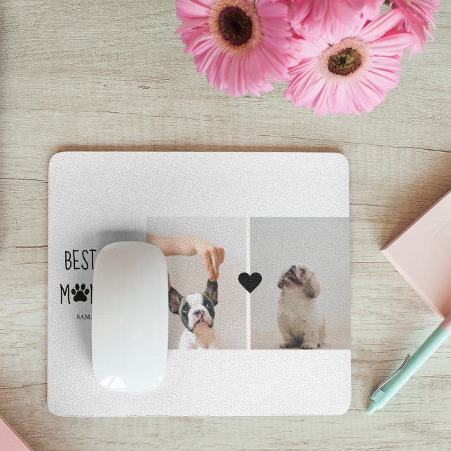 Modern Best Fur Mom Ever | Dog Photo Mouse Pad (Creator Uploaded)