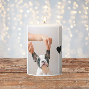 Modern Best Fur Mom Ever Dog Photo Pillar Candle