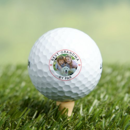 Modern BEST GRANDMA BY PAR Photo Personalized Golf Balls