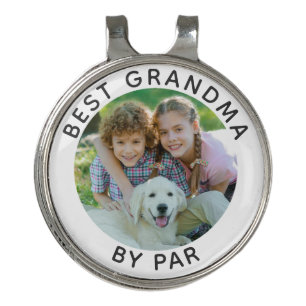 Modern BEST GRANDMA BY PAR Photo Personalized Golf Hat Clip