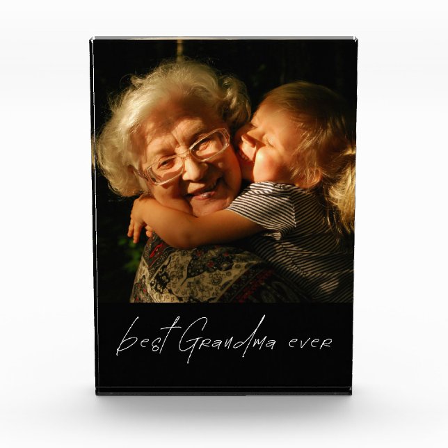 Modern Best Grandma  Ever Custom Photo Gift Block (Front)